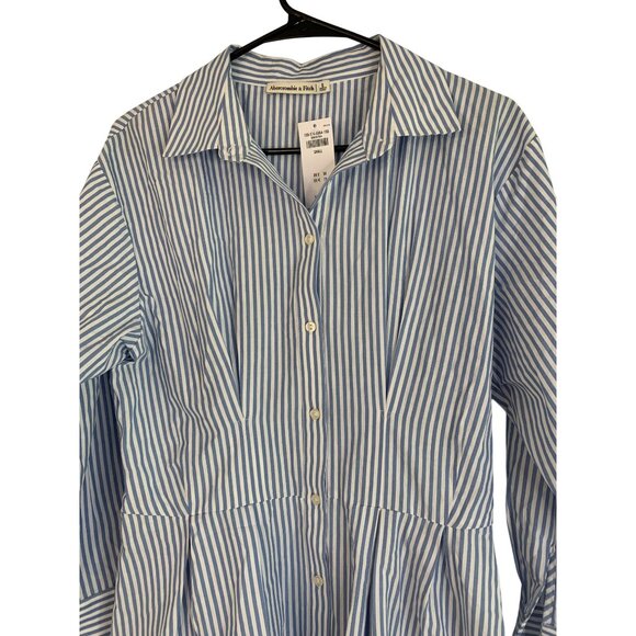 Abercrombie & Fitch Blue Striped Button-Down Shirt Dress S Cotton RDD10671 - Picture 7 of 12